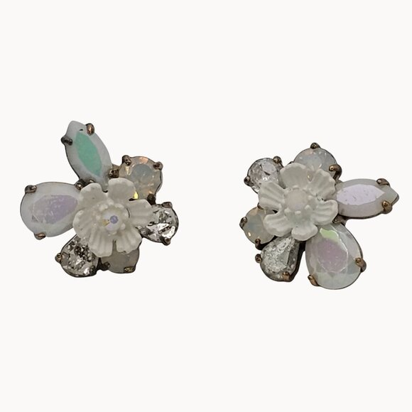 VTG Earrings Elegant Classy Shiny Sparkle Iridescent AB Stone Stud Post Womens - Picture 14 of 16